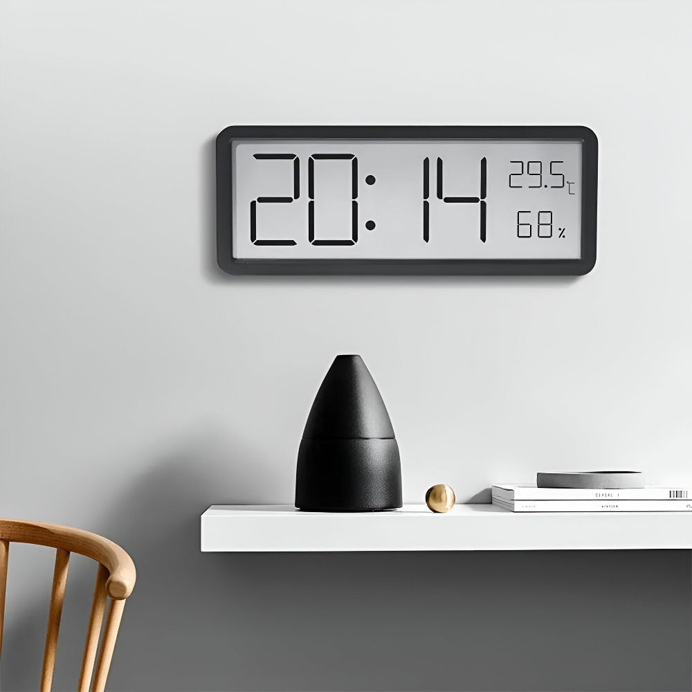 BowLift | Digital LED Wall Clock – Large Display with Temperature and Humidity
