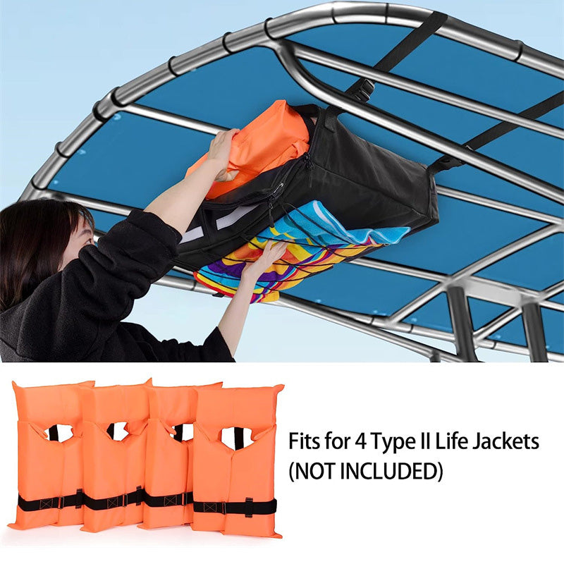 BowLift | Life Jacket Storage Bag, Can Hold 4 Life Jackets, Black Yacht Roof Hanging Bag (Not Including Life Jackets)
