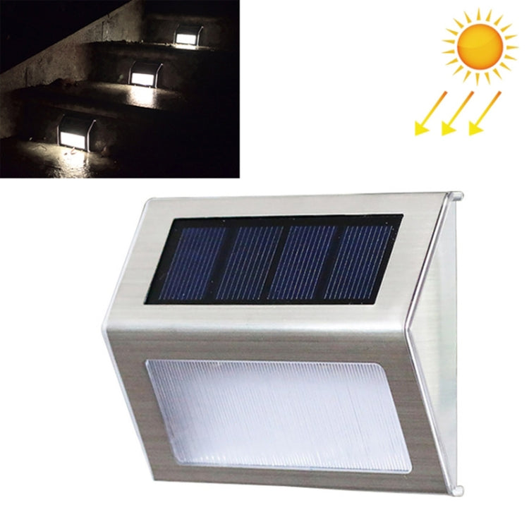BowLift | 2PCS Solar Stainless Steel 3 LED Stair Wall Lamp Outdoor Garden Fence Light (White Light)