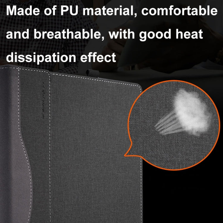 BowLift | For Samsung Galaxy Book 4 360 15.6 Inch Leather Laptop Anti-Fall Protective Case with Stand (Black)