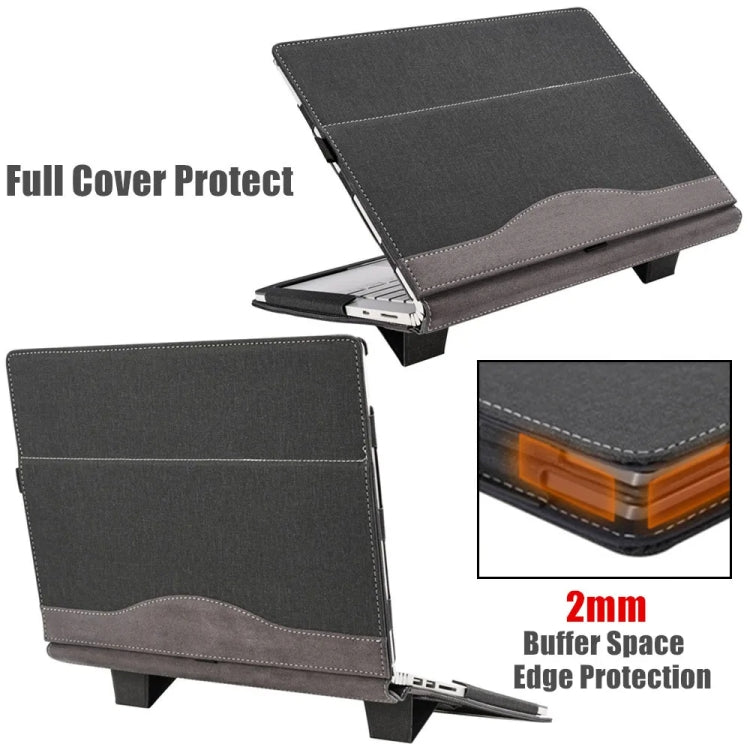 BowLift | For Samsung Galaxy Book 3 360 13.3 inch Leather Laptop Anti-Fall Protective Case with Stand (Black)