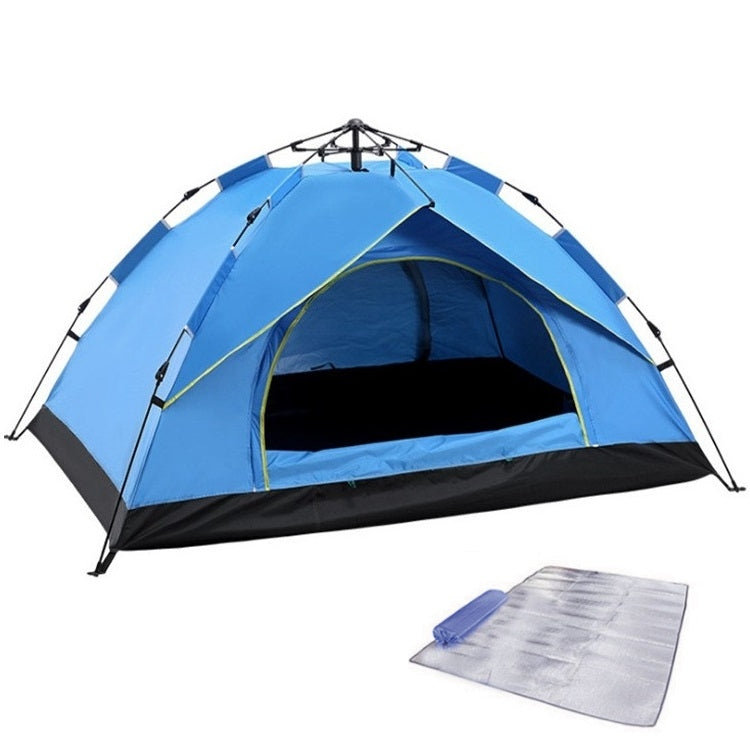 BowLift | TC-014 Outdoor Beach Travel Camping Automatic Spring Multi-Person Tent For 3-4 People (Blue+Mat)