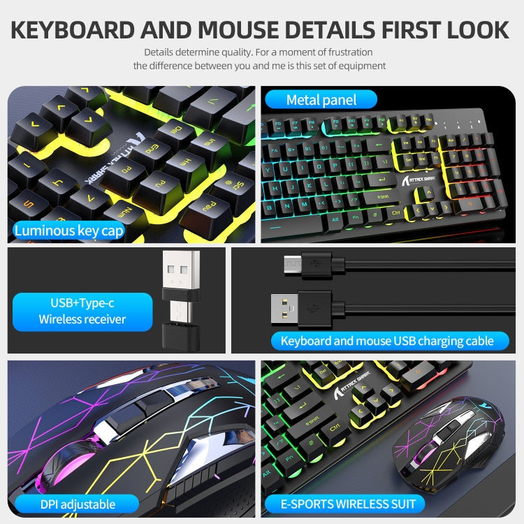 BowLift | Attack Shark T3RGB RGB Illuminated Wireless Keyboard and Mouse Set (Black)