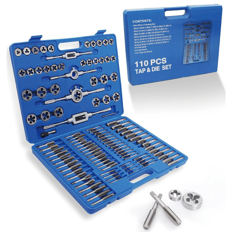 BowLift | Tap and Die Set, 110PCS Metric Tap and Die Rethreading Kit, Metric Size M3 to M16 for Cutting External and Internal Threads