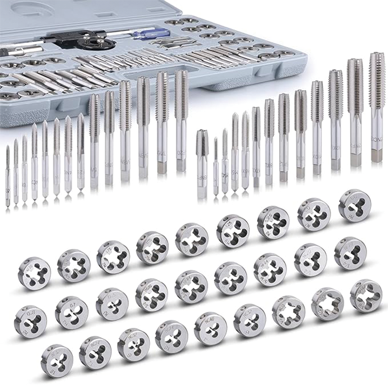 BowLift | Tap and Die Set, 60-Piece Metric and SAE Standard, Bearing Steel Taps and Dies, Essential Threading Tool for Cutting External Internal Threads, with Complete Accessories and Storage Case