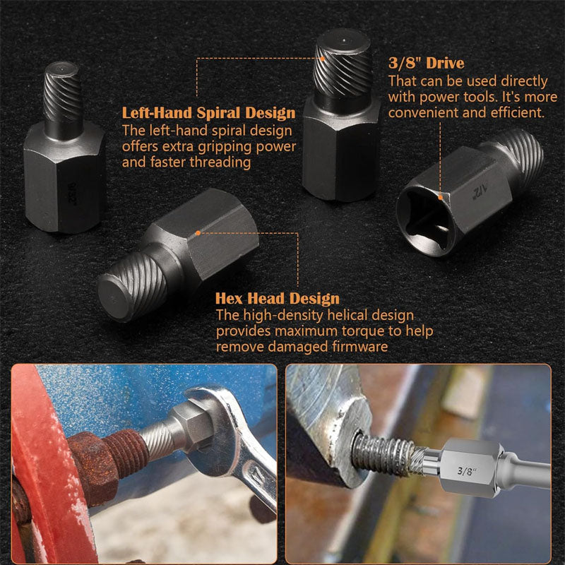 BowLift | Tap Extractors 36 Pieces Bolt Extractor Set for Removing Damaged Frozen Rusted Rounded-Off Bolts Nuts & Screws