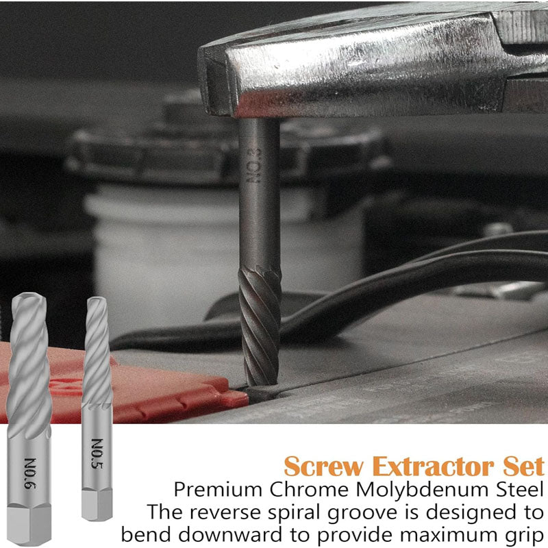 BowLift | Tap Extractors 36 Pieces Bolt Extractor Set for Removing Damaged Frozen Rusted Rounded-Off Bolts Nuts & Screws
