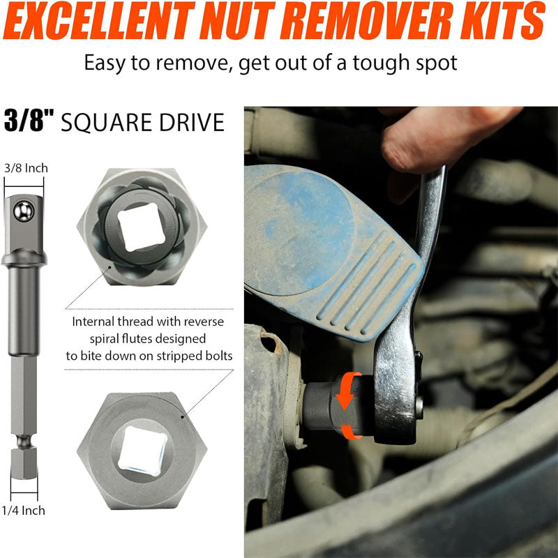 BowLift | Tap Extractors 26Pcs Bolt Extractor Kit and Left Handed Drill Bit for Damaged Stripped Broken Lug Nut Bolt and Nut Remove with Hex Adapter