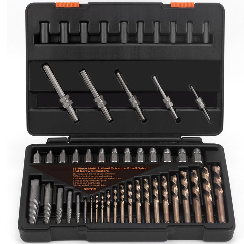 BowLift | Tap Extractors  55 Pieces Easy Out Bolt Extractor Set for Removing Stripped Screws Studs Fittings and Lugs Extraction
