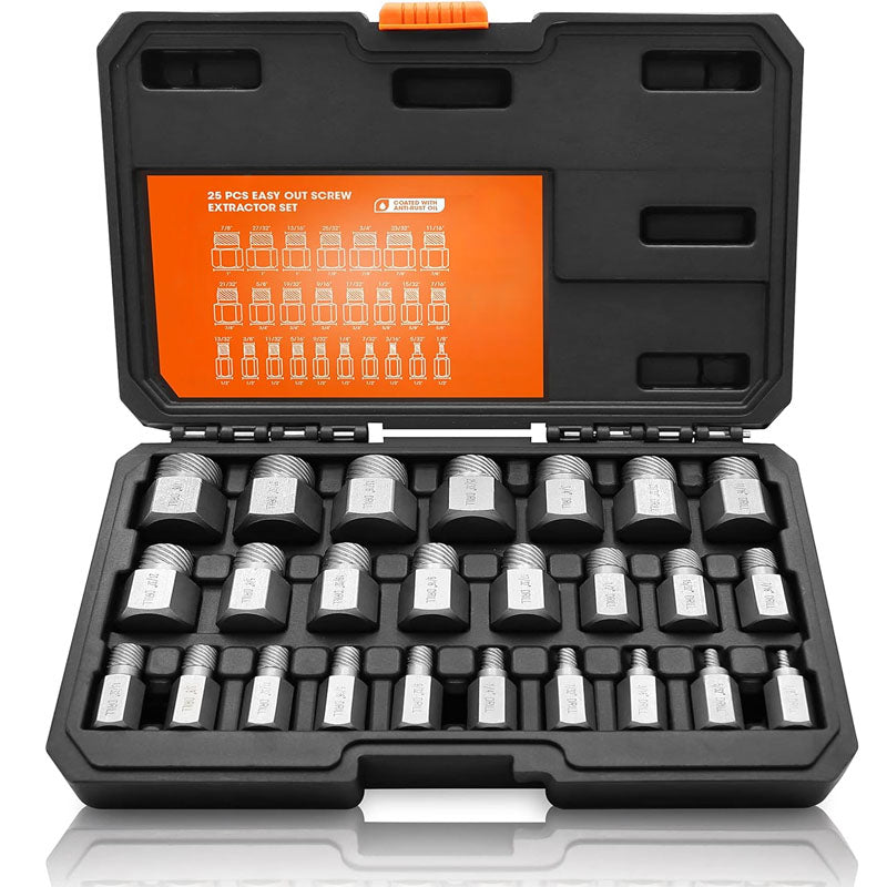BowLift | Tap Extractors 25Pcs Screw Extractor Set Hex Head Multi-Spline Extractor Kit for Stripped Broken Rounded Bolts Screws Studs