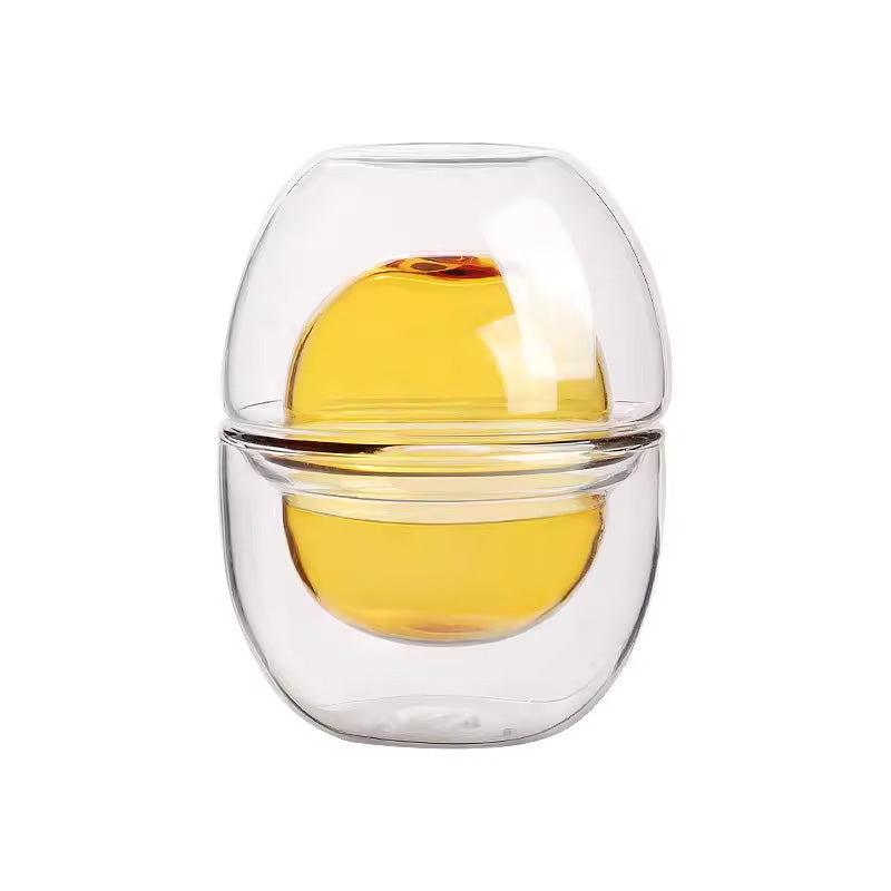 BowLift | Tea Cup, Double-Layer Glass Small Tea Cup, Cute Creative Style Cup,Two-Piece Set