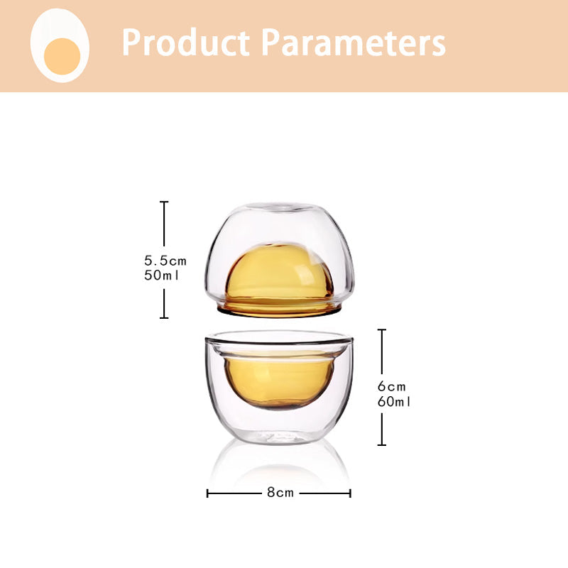 BowLift | Tea Cup, Double-Layer Glass Small Tea Cup, Cute Creative Style Cup,Two-Piece Set