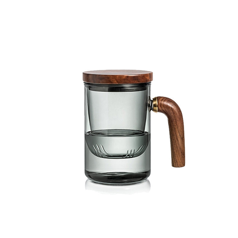 BowLift | Tea Cup, Glass Tea Cup, Tea And Water Separation Cup, Wooden Handle Tea Cup, Filter Integrated Tea Cup