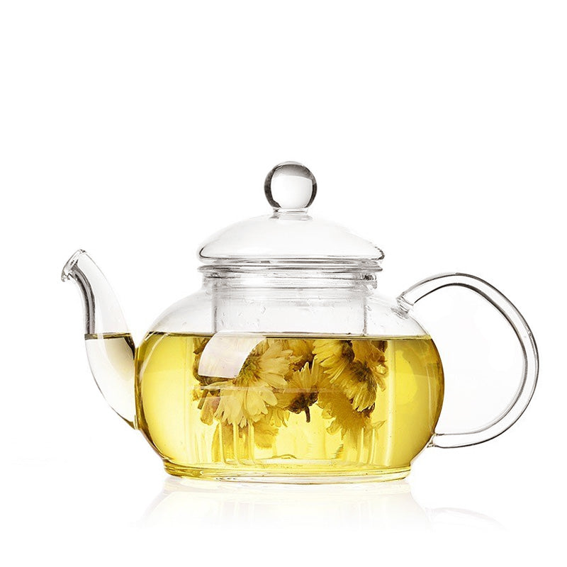 BowLift | Thickened High Borosilicate Glass Flower Teapot, High Temperature Resistant Glass Teapot, Filtered Kung Fu Tea Set, Heat Resistant And Heated Teapot