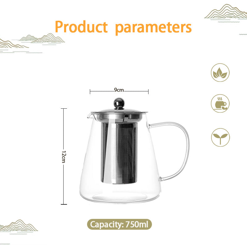 BowLift | Thickened Teapot, High-Temperature Tea-water Separation Tea-water Kettle, Filtered Heat-Resistant Tea Set, Large-Capacity Household Single-Pot Glass Kettle