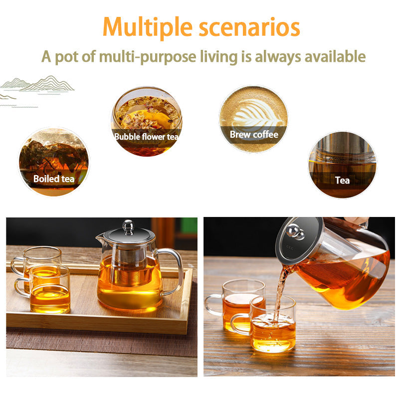 BowLift | Thickened Teapot, High-Temperature Tea-water Separation Tea-water Kettle, Filtered Heat-Resistant Tea Set, Large-Capacity Household Single-Pot Glass Kettle