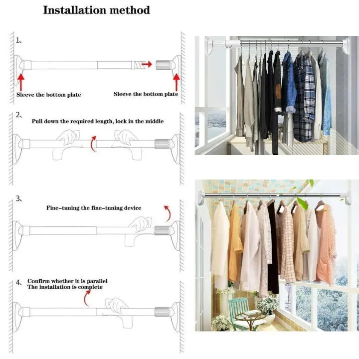 BowLift | Telescopic rod without drilling – Mounted in seconds for bathroom, kitchen & more!