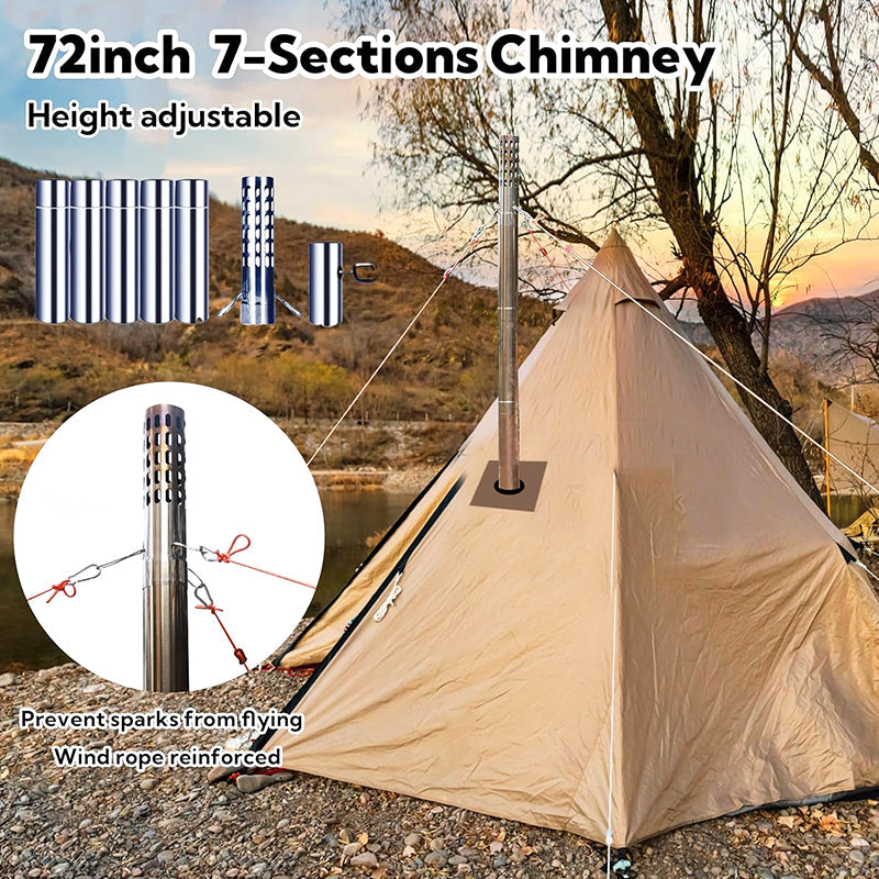 BowLift | Tent Stove Folding Portable Wood Stove for Tent,Cooking,Courtyard Camping Stove include Chimney Pipes and Spark Arrestor