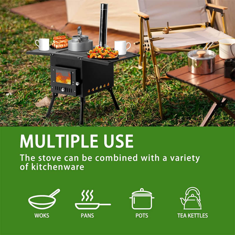 BowLift | Tent Wood Stove Outdoor Portable with Stainless Chimney Pipes or Outdoor Camping Cooking and Heating