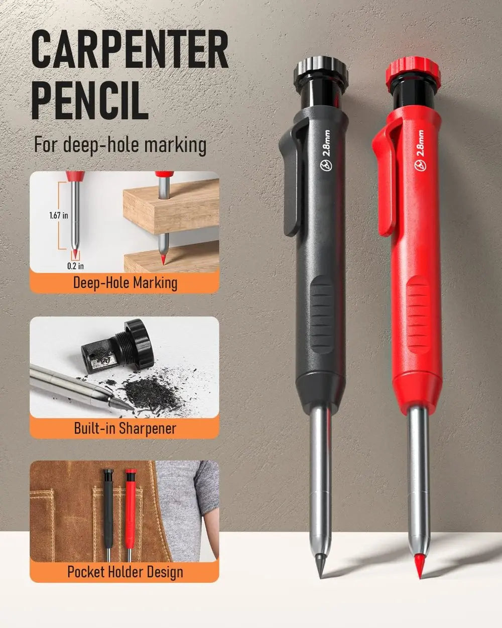 BowLift | Borehole carpenter pencil with refill set