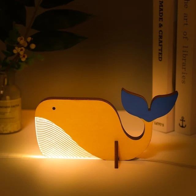 BowLift | Animal LED Night Light Wood Acrylic Table USB Lights