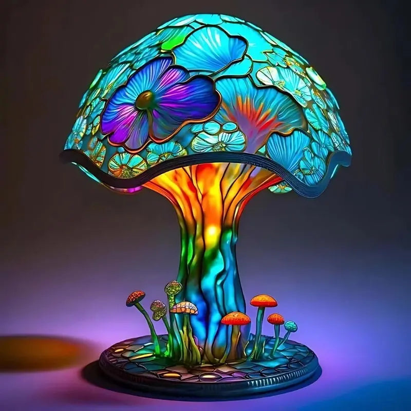 BowLift | Table lamp made of stained glass with colorful resin base