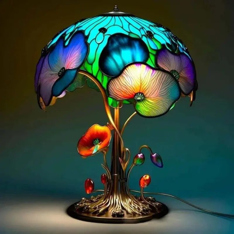 BowLift | Table lamp made of stained glass with colorful resin base