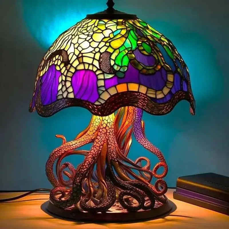 BowLift | Table lamp made of stained glass with colorful resin base
