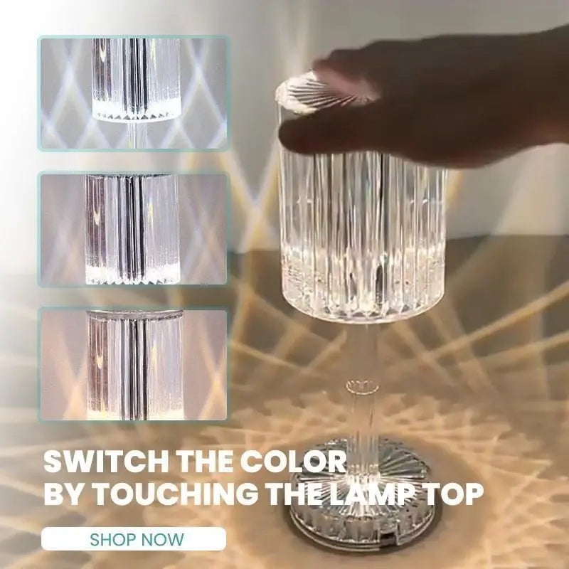 BowLift | Touch crystal lamp - 3-level dimmable light colors with elegant diamond cut!