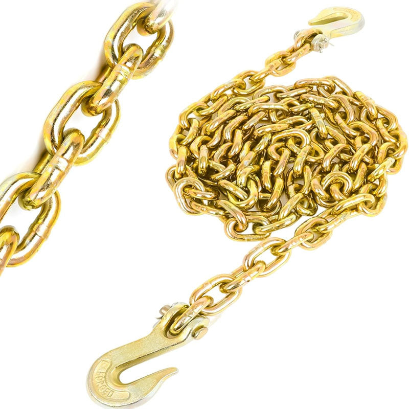 BowLift | Tow Chain 3/8"×10FT G80 Binder Chain with G70 Hooks 5400 lbs Safe Working Load Logging Chain