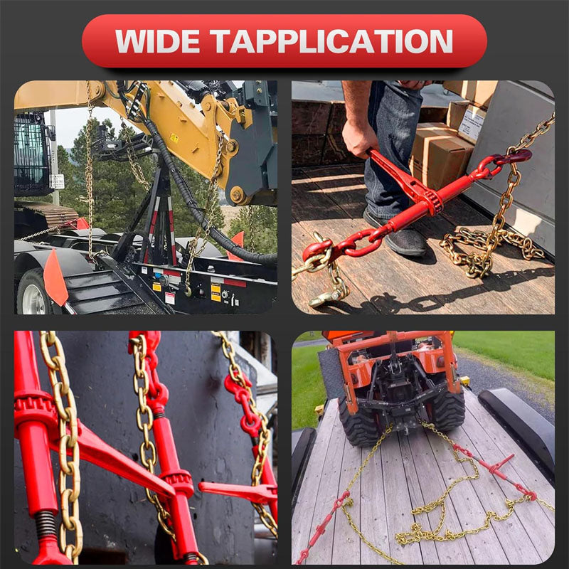 BowLift | Tow Chain 3/8"×10FT G80 Binder Chain with G70 Hooks 5400 lbs Safe Working Load Logging Chain