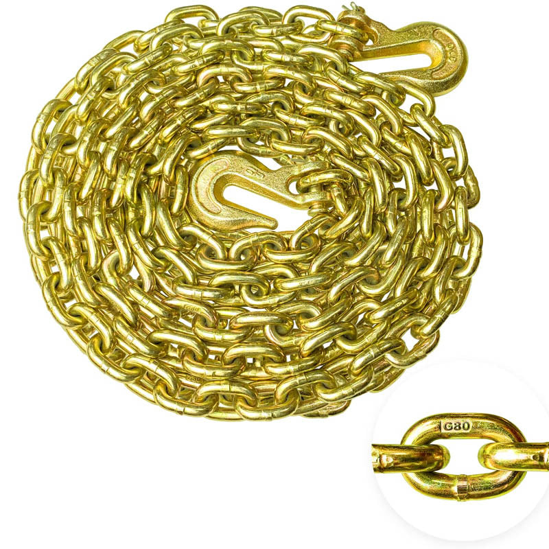 BowLift | G80 Tie Down Tow Chain with Clevis Grab Hooks 4,900 lbs Safe Working Load for Transporting Towing Tie Down Binding Equipment