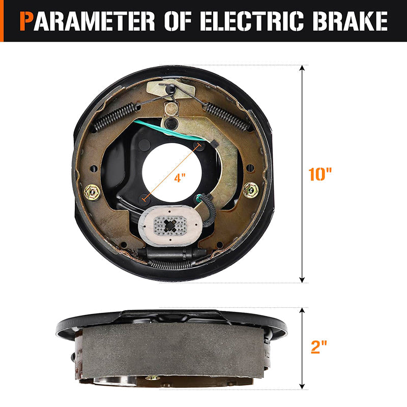 BowLift | Left and Right 4Pcs 10" x 2-1/4" Electric Trailer Brake Assemblies for 3,500lbs