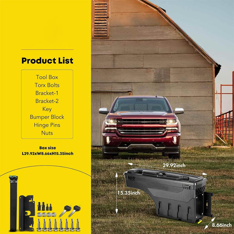 BowLift | Truck Tool Boxes Lockable Compatible with 2007-2019 Chevrolet Silverado & GMC Sierra 1500 2500 3500 Passenger Side
