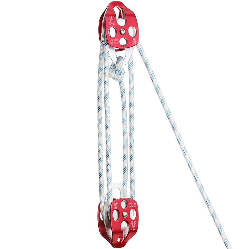 BowLift | Twin Sheave Block,Double Block and Pulley 2/5" x 200' Double Block with Braided Rope