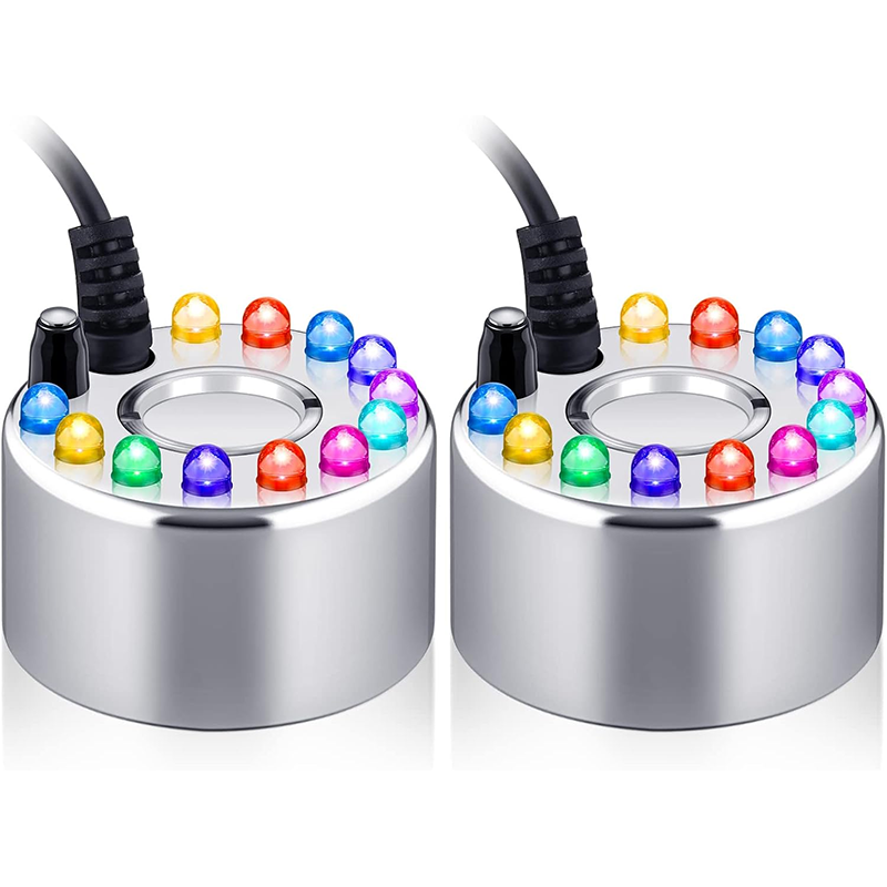 BowLift | Ultrasonic Mist Maker 2pcs Sprayer Small Ultrasonic Smoke Machine Fountain Halloween Cauldron Sprayer Water Garden Pond Sprayer Air Humidifier with 12 LED Lights Flashing for Party