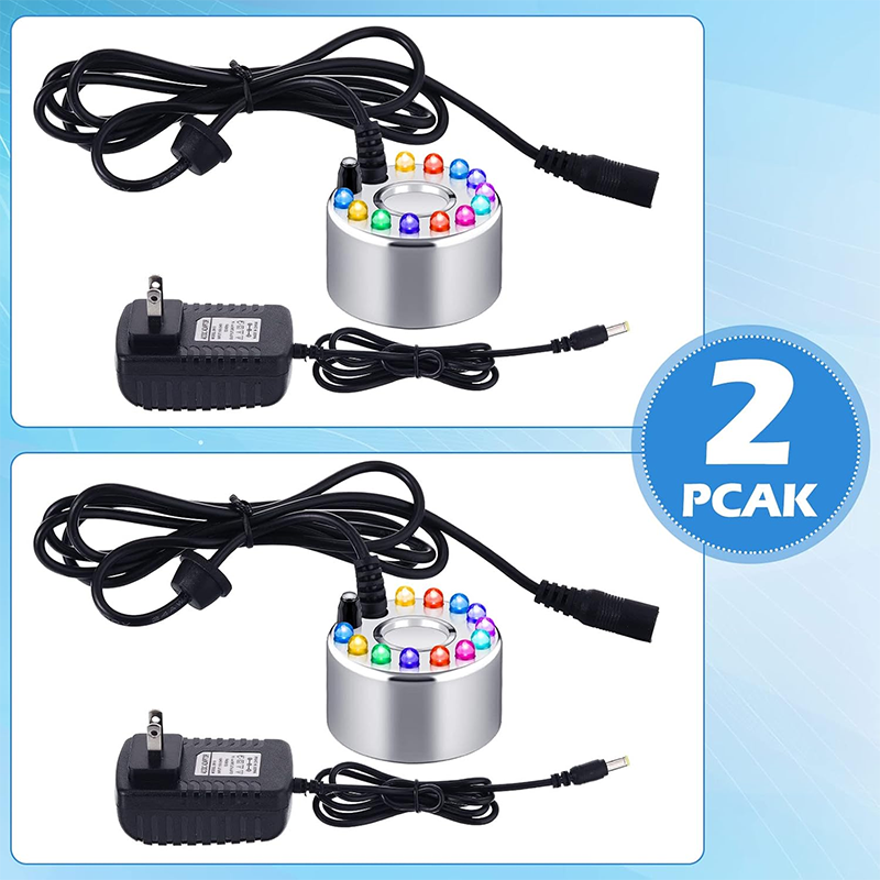 BowLift | Ultrasonic Mist Maker 2pcs Sprayer Small Ultrasonic Smoke Machine Fountain Halloween Cauldron Sprayer Water Garden Pond Sprayer Air Humidifier with 12 LED Lights Flashing for Party