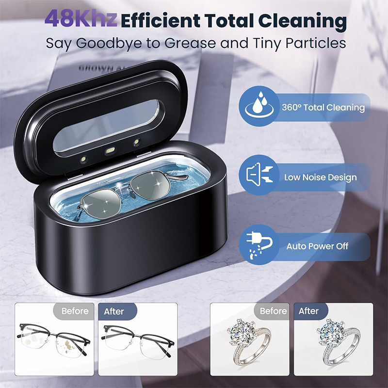 BowLift | Ultrasonic Cleaner, 48Khz 12oz Professional Ultrasonic Cleaner for Eyeglasses, Rings, Necklaces, Watches, Dentures