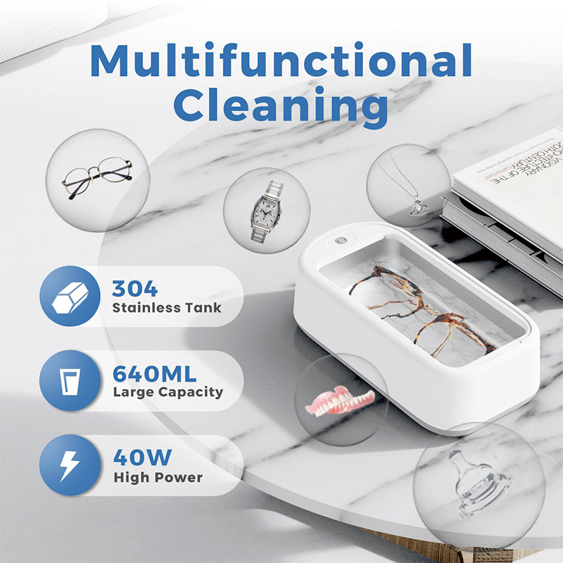 BowLift | Ultrasonic Cleaner, 40W 22oz 48KHz Portable Professional Ultrasonic Cleaner for Eyeglass, Watches, Ring, Blade Razor