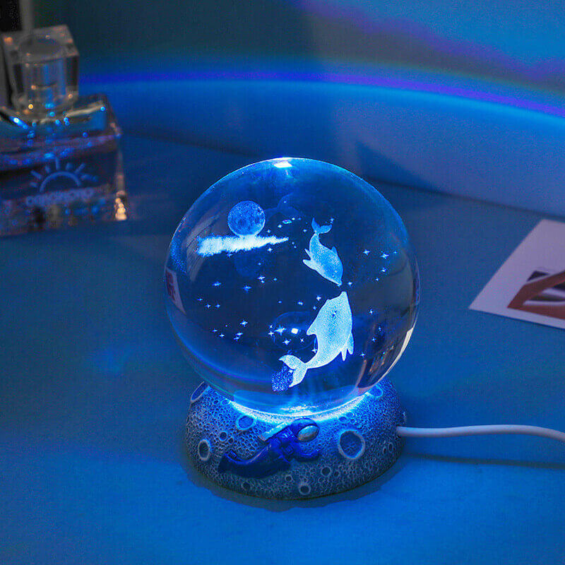 BowLift | AquaGlobe Crystal Ball Night Light | Underwater World LED Lamp | Mood Light & Decor for Home
