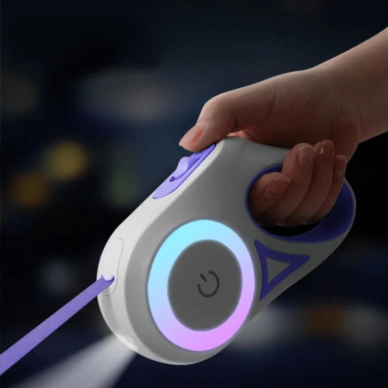 BowLift | Automatic dog lead with LED light, USB rechargeable battery & 3m length for safe walks