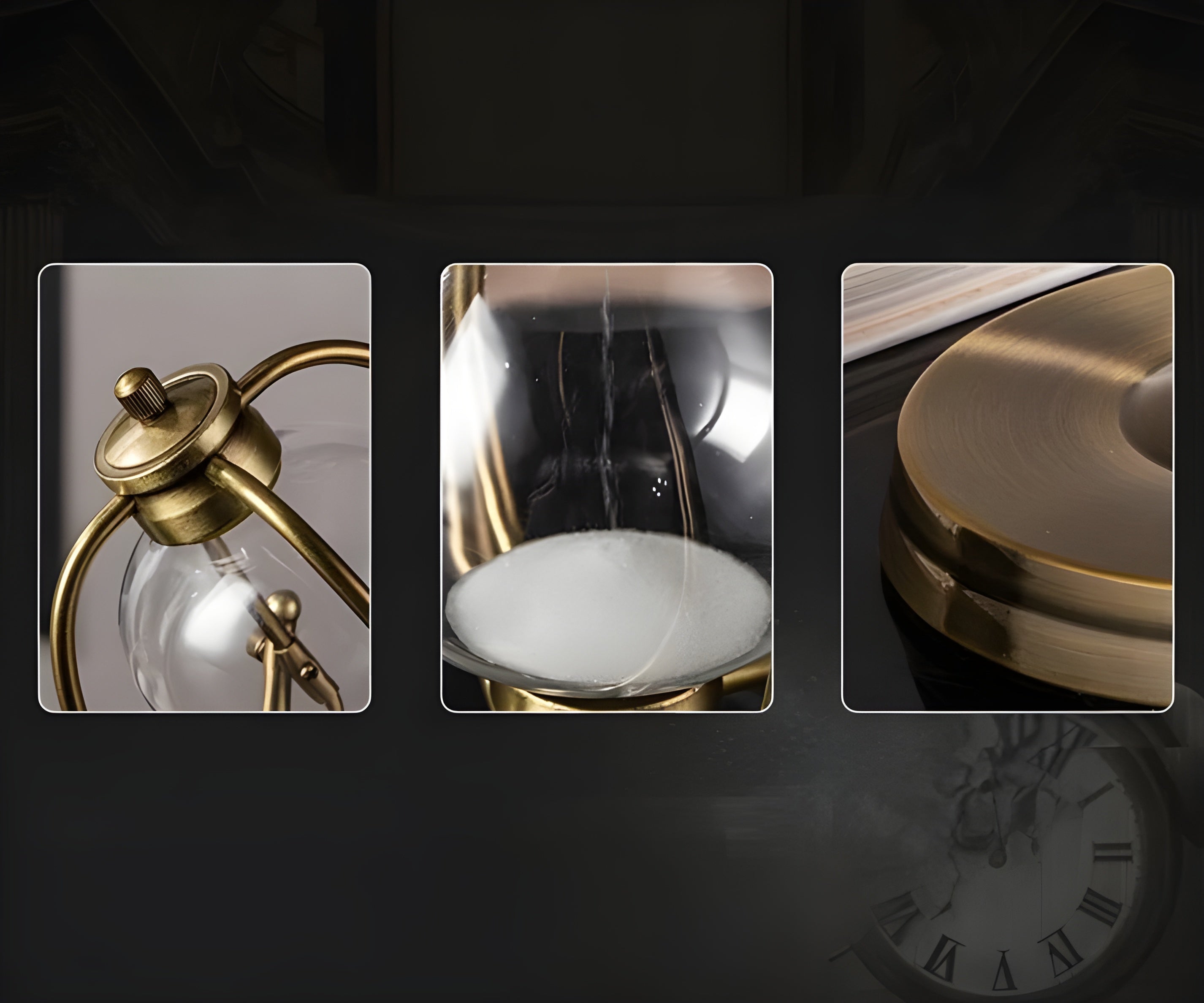 BowLift | GracefulTime Clock – Luxury Hourglass with Elegant Gold Frame & Timeless Design