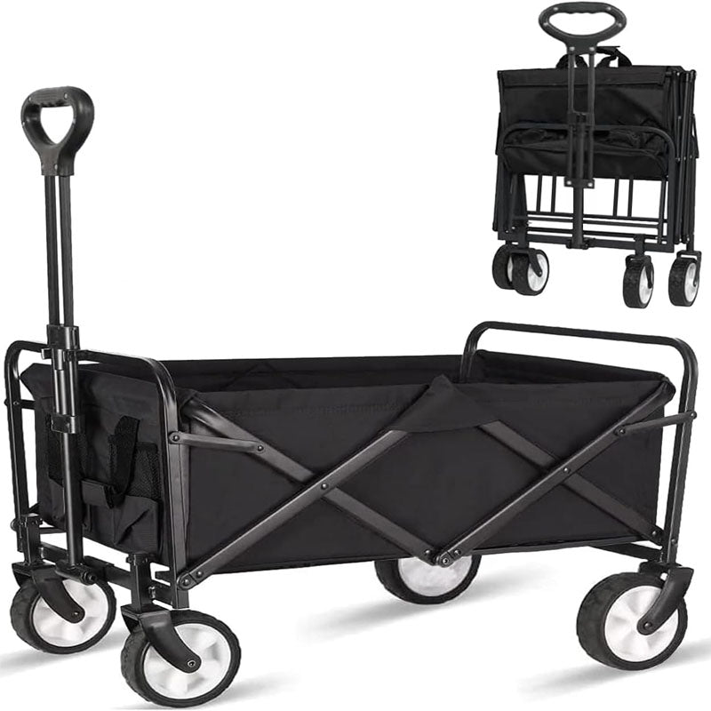 BowLift | Utility Carts Collapsible Foldable Wagon 200 lbs Load for Sports Shopping Camping Black