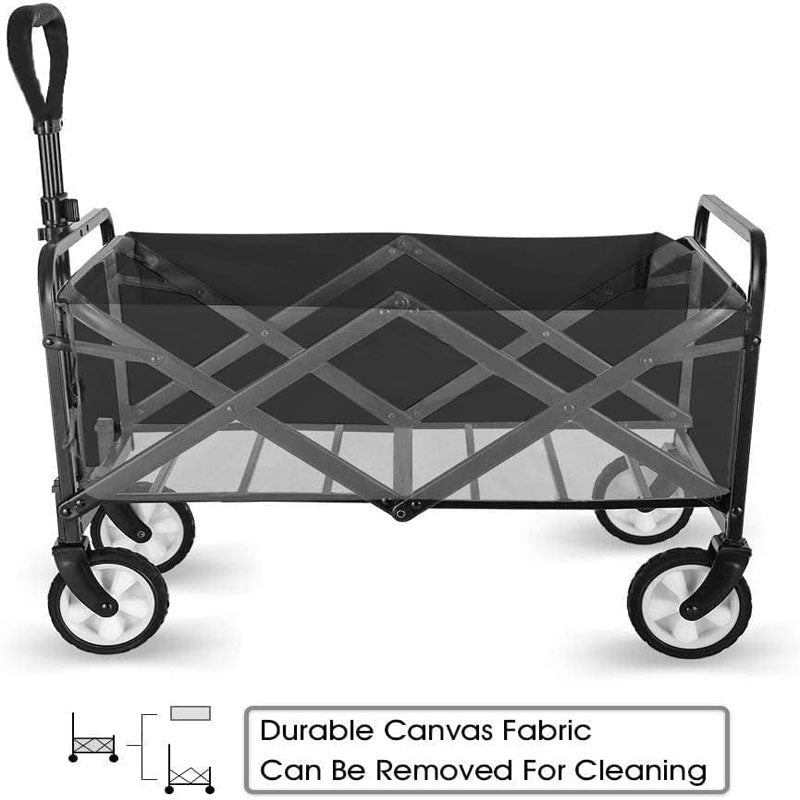 BowLift | Utility Carts Collapsible Foldable Wagon 200 lbs Load for Sports Shopping Camping Black