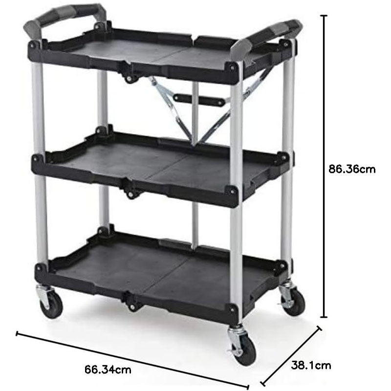 BowLift | Utility Carts Foldable Utility Service Cart  Shelf 150LBS Heavy Duty Plastic Rolling Cart Folding Collapsible Service Cart