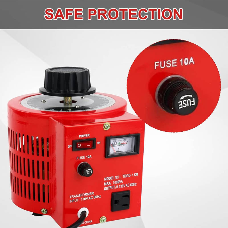 BowLift | 1000VA Auto Variable Voltage Transformer 10 Amp 110V Input 0-130V Output AC Voltage Regulator Power Supply