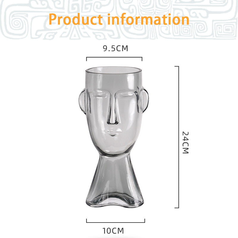 BowLift | Face glass vase decoration, living room flower arrangement decoration, decoration living room dining table Internet celebrity glass vase