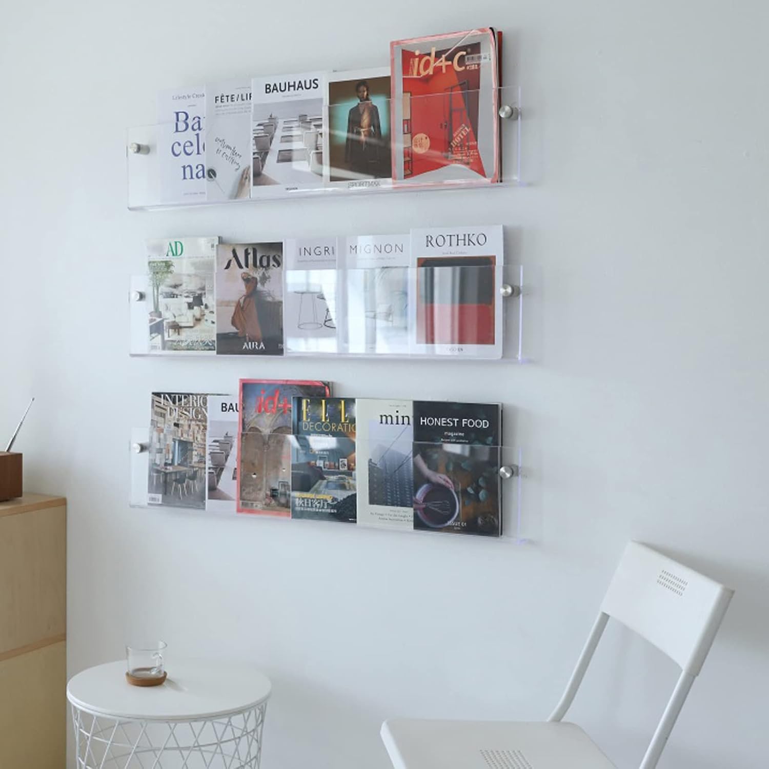 BowLift | Acrylic Wall-mounted Floating Magazine Rack