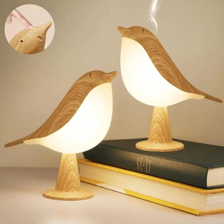 BowLift | Bird Table Lamp made of Wood - dimmable, with Touch & Aroma Diffuser