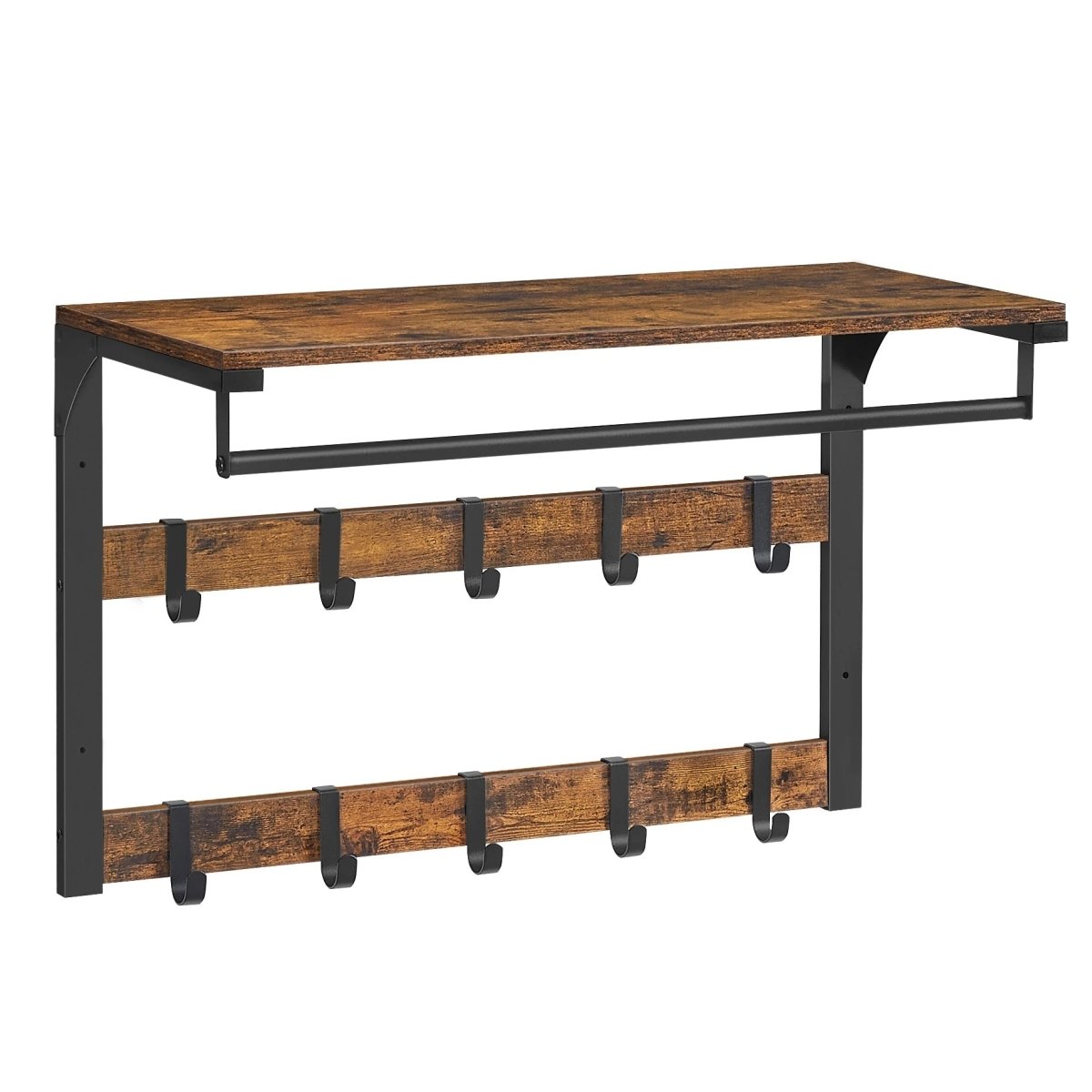 BowLift | 3-in-1 wall coat rack with shelf, hooks, and clothes rail